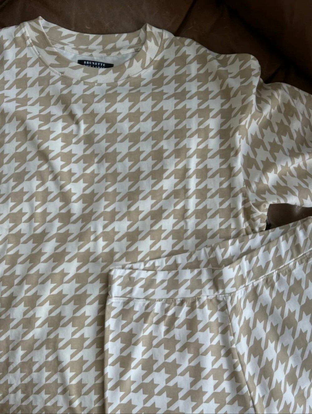 NWT Brunette The Label Houndstooth TShirt & Shorts Set Size L - Picture 5 of 10